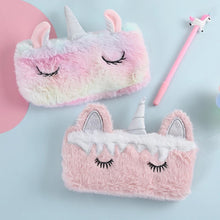 Load image into Gallery viewer, Plush Unicorn Pencil Pouch