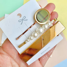 Load image into Gallery viewer, Plaid print Hair pin Set - Tinyminymo