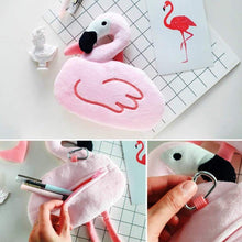Load image into Gallery viewer, Plush Flamingo Pouch - TinyMinyMo