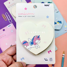 Load image into Gallery viewer, Unicorn Heart-Shaped Sticky Notes