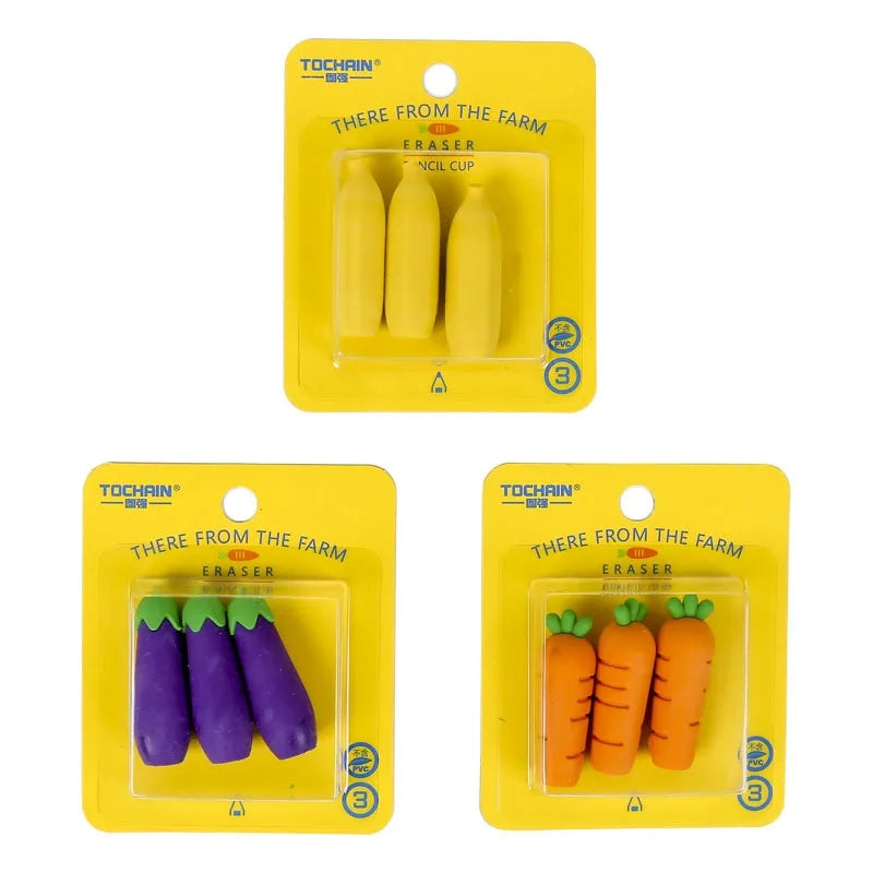 Veggies Eraser and Pencil Topper - Set of 3 - Tinyminymo