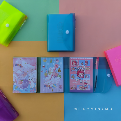 3 Fold Button Pocket Diary with Pen - Tinyminymo