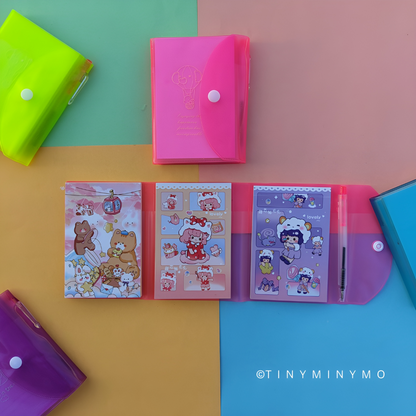 3 Fold Button Pocket Diary with Pen - Tinyminymo