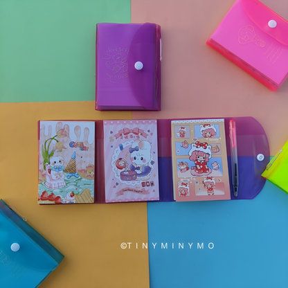 3 Fold Button Pocket Diary with Pen - Tinyminymo