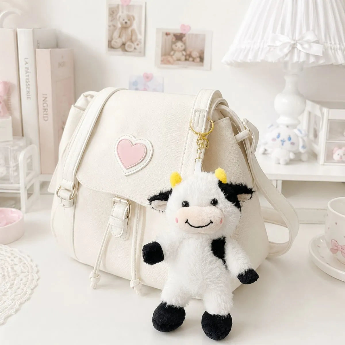 Cute Plush Cow Keychain as Bag Charm - Tinyminymo