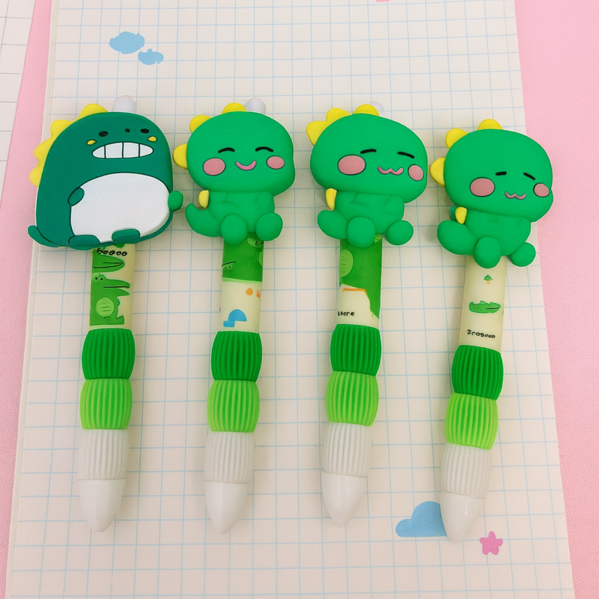 Four Dino Gel Pens in 3D Design - Tinyminymo