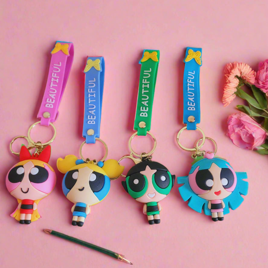 All 4 Variants of 3D Powerpuff Girls Keychain - Tinyminymo