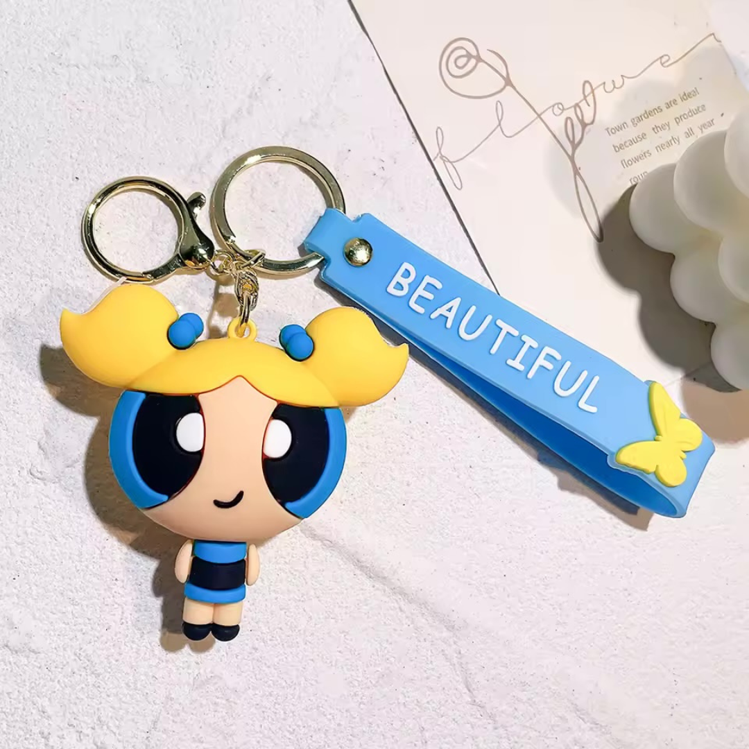 3D Powerpuff Girls Keychain, Bubbles Design - Tinyminymo