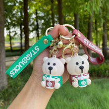 Load image into Gallery viewer, 3D Starbucks Coffee Bear Keychain
