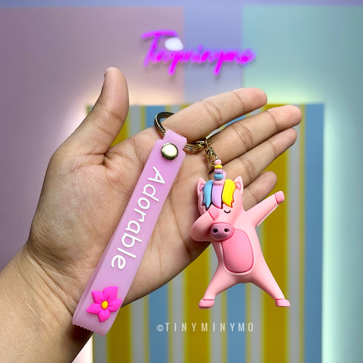Adorable Dog and Unicorn Dab 3D Keychain - Tinyminymo