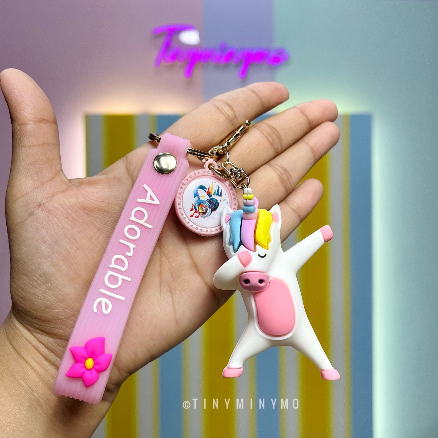 Adorable Dog and Unicorn Dab 3D Keychain - Tinyminymo