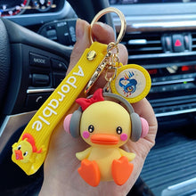 Load image into Gallery viewer, Adorable Duck with Headphone 3D Keychain - Tinyminymo
