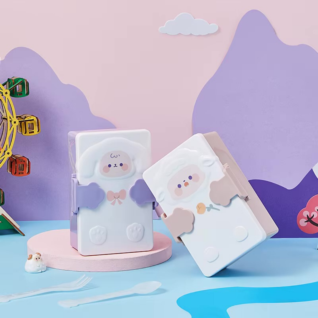 2 Adorable Sheep Snack Box on a Colorful Background - Tinyminymo