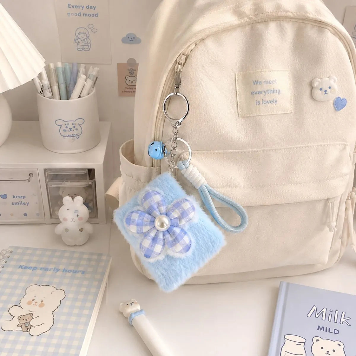 A Cute Pocket Mirror Keychain Hanging from a Bag Chain - Tinyminymo