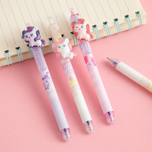 3 Variants of Adorable Unicorn Pen on a Pink Background - Tinyminymo