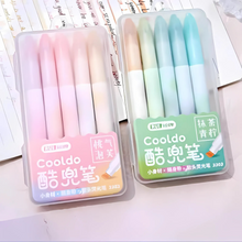 Load image into Gallery viewer, Two Sets of Colorful Aesthetic Highlighters Set in a Clear Case Placed on a Light Background - Tinyminymo
