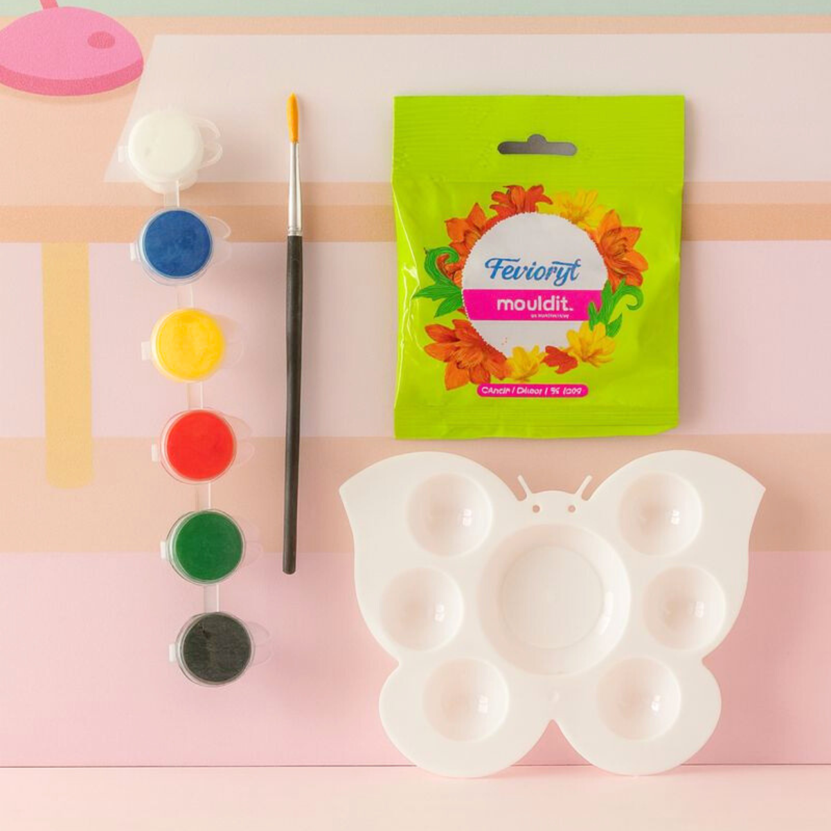 Kids Art Kit items including Butterfly Tray, MouldIT Clay and Watercolors - Tinyminymo