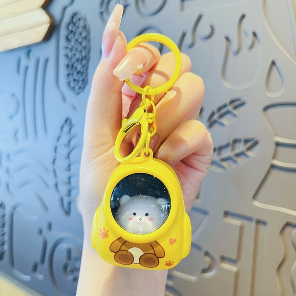 Yellow Astro Animal Keychain with Bear Design - Tinyminymo