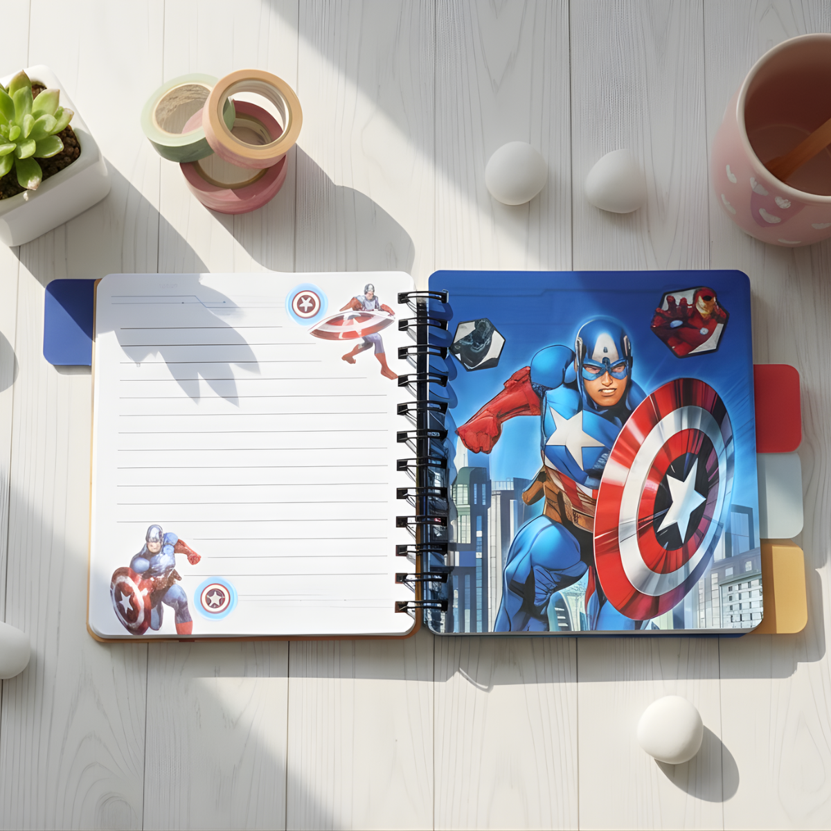 Open Notebook with Captain America Design - Tinyminymo
