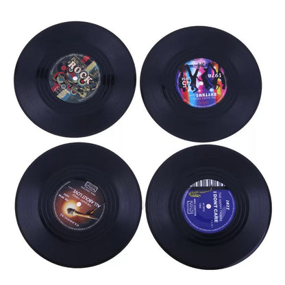 Retro Vinyl Coasters - Set of 4