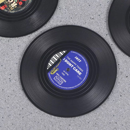 Retro Vinyl Coasters - Set of 4