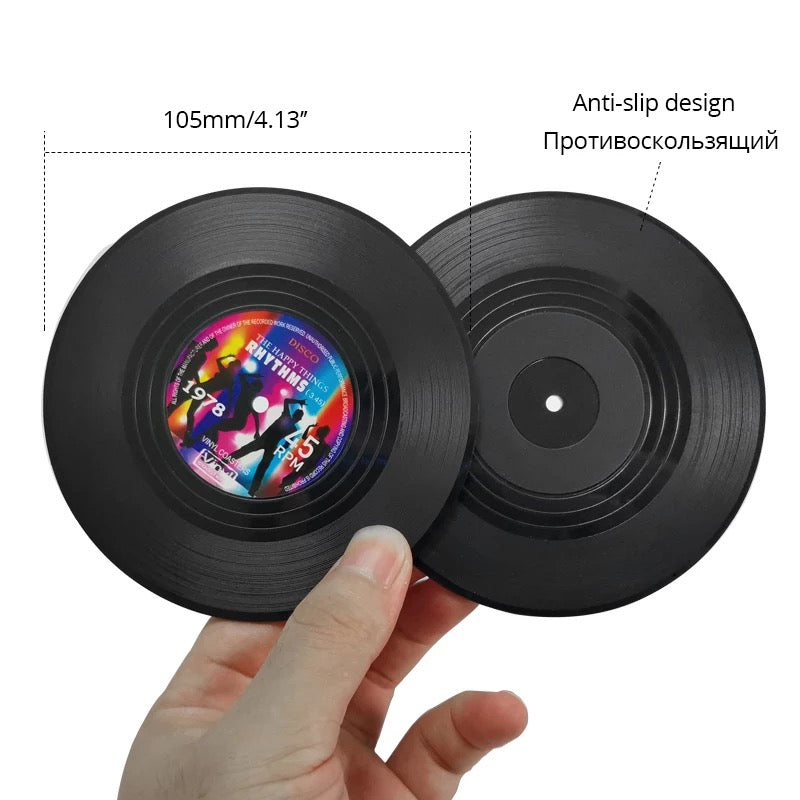 Retro Vinyl Coasters - Set of 4
