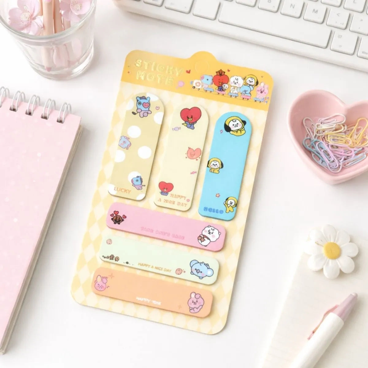Set of 6 in a Pack of BT21 Sticky Notes, Yellow -  Tinyminymo