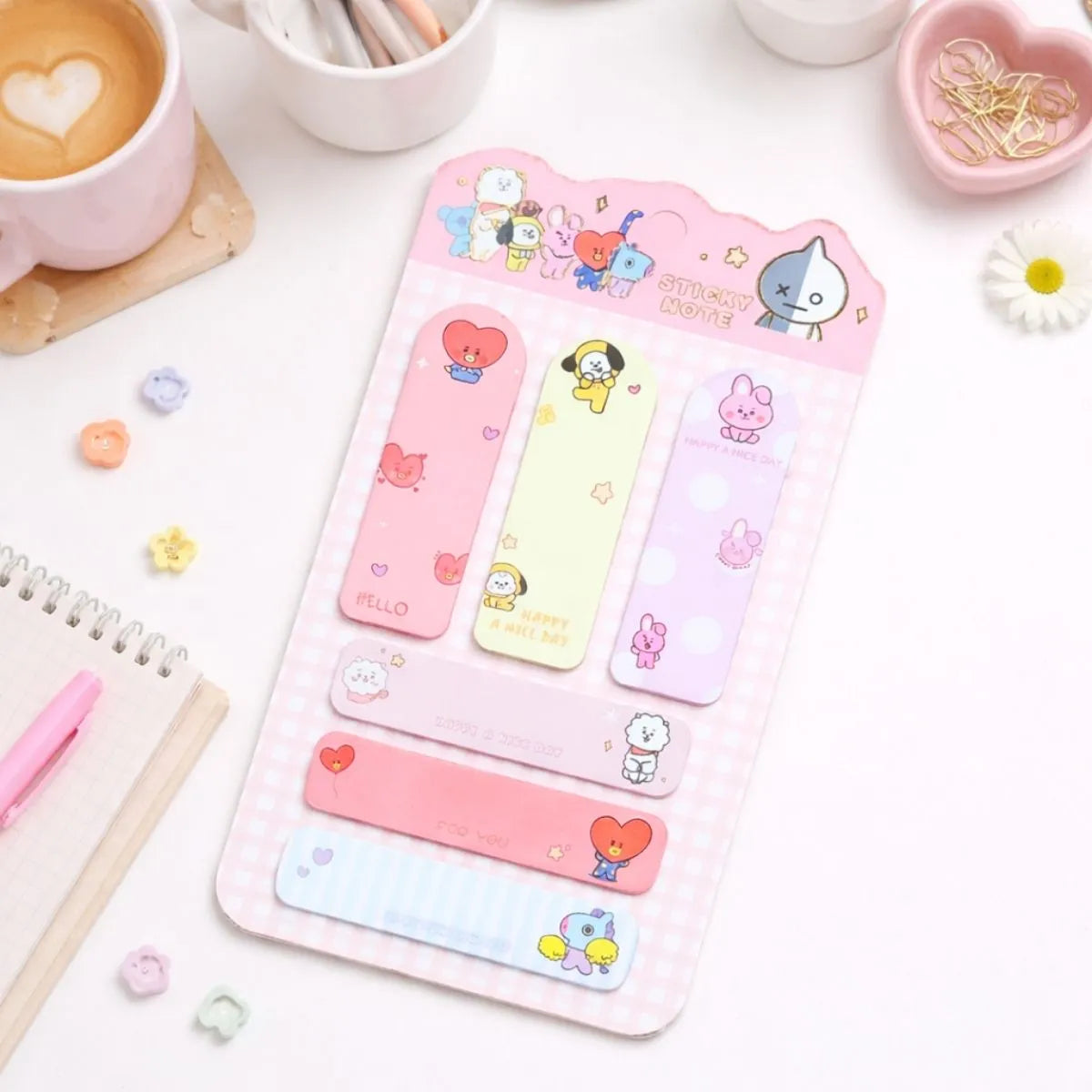 Pink Color of BT21 Sticky Notes - Tinyminymo
