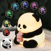 Baby Panda Silicone Night Light with Colour Changing Options Displayed on a White Surface - Tinyminymo