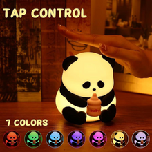 Load image into Gallery viewer, Baby Panda Silicone Night Light with Colorful Options and 'Tap Control' Feature Displayed - Tinyminymo
