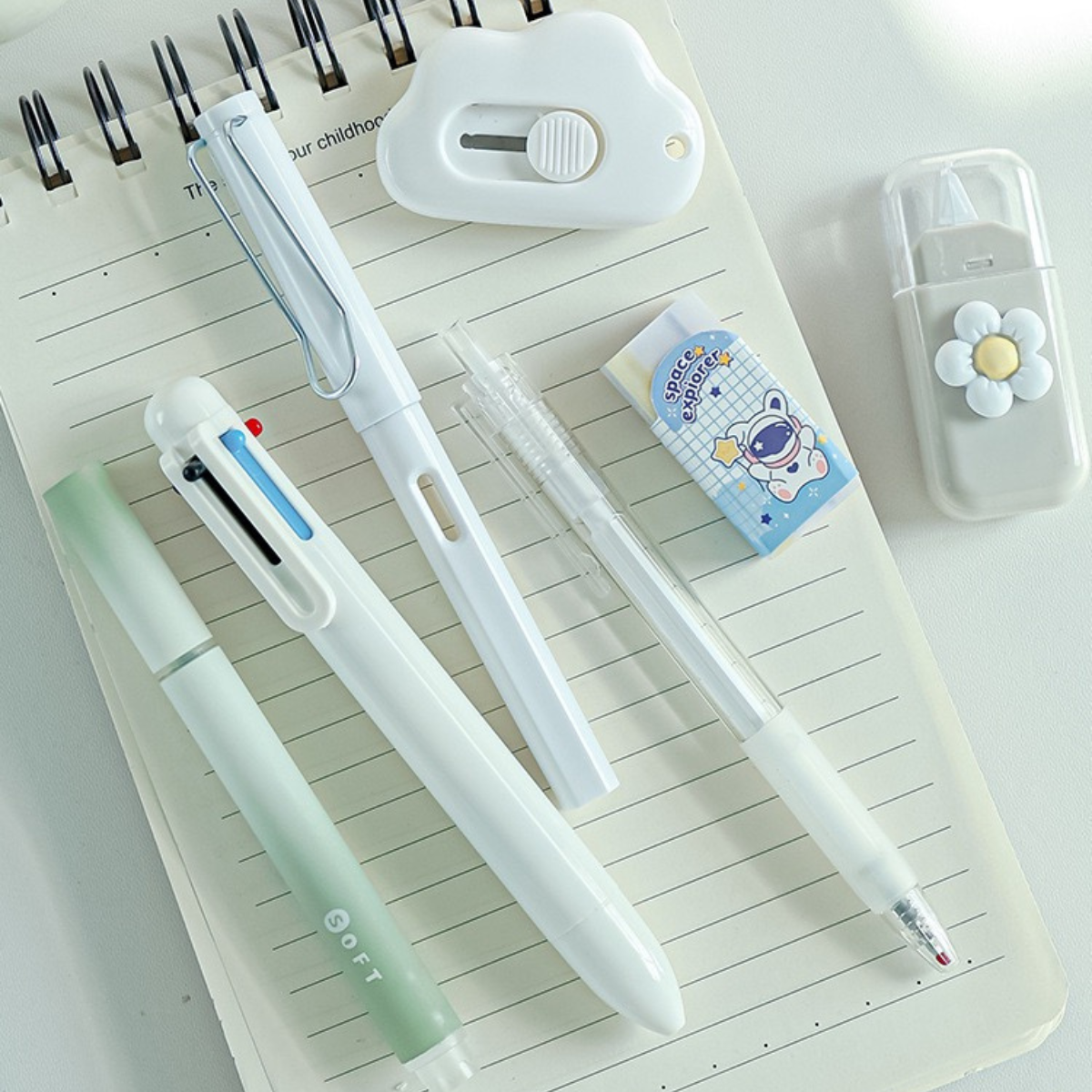 White Pens, Eraser, Paper Cutter and Highlighter - Tinyminymo