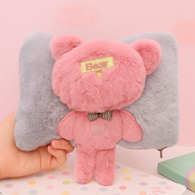 Load image into Gallery viewer, Blue Bear Electric Furr Hot Water Bag with Pink Background - Tinyminymo
