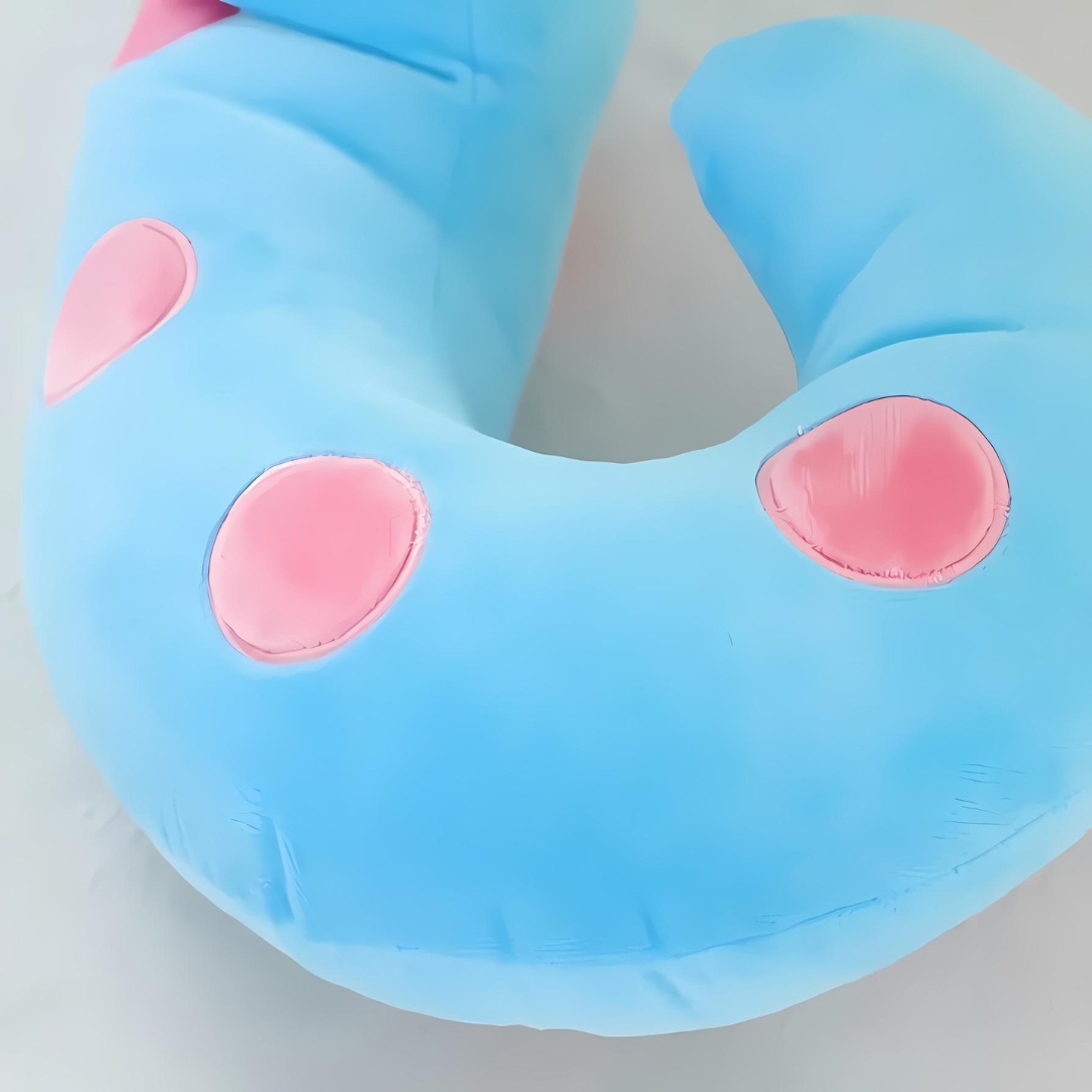 Blue Color Plush with Pink Circles on a light Gray Background - Tinyminymo