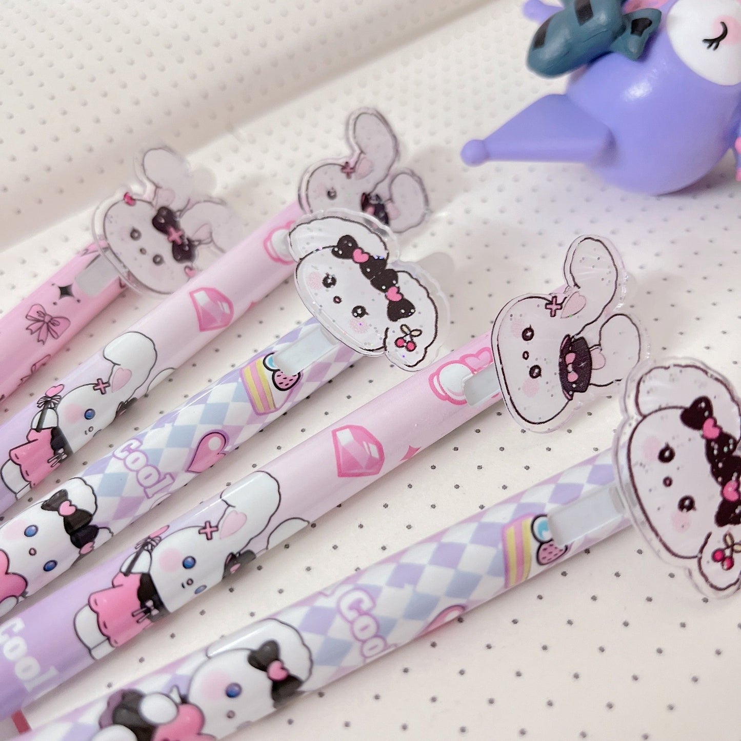 Black Bow Bunny Kawaii Gel Pen -Tinyminymo