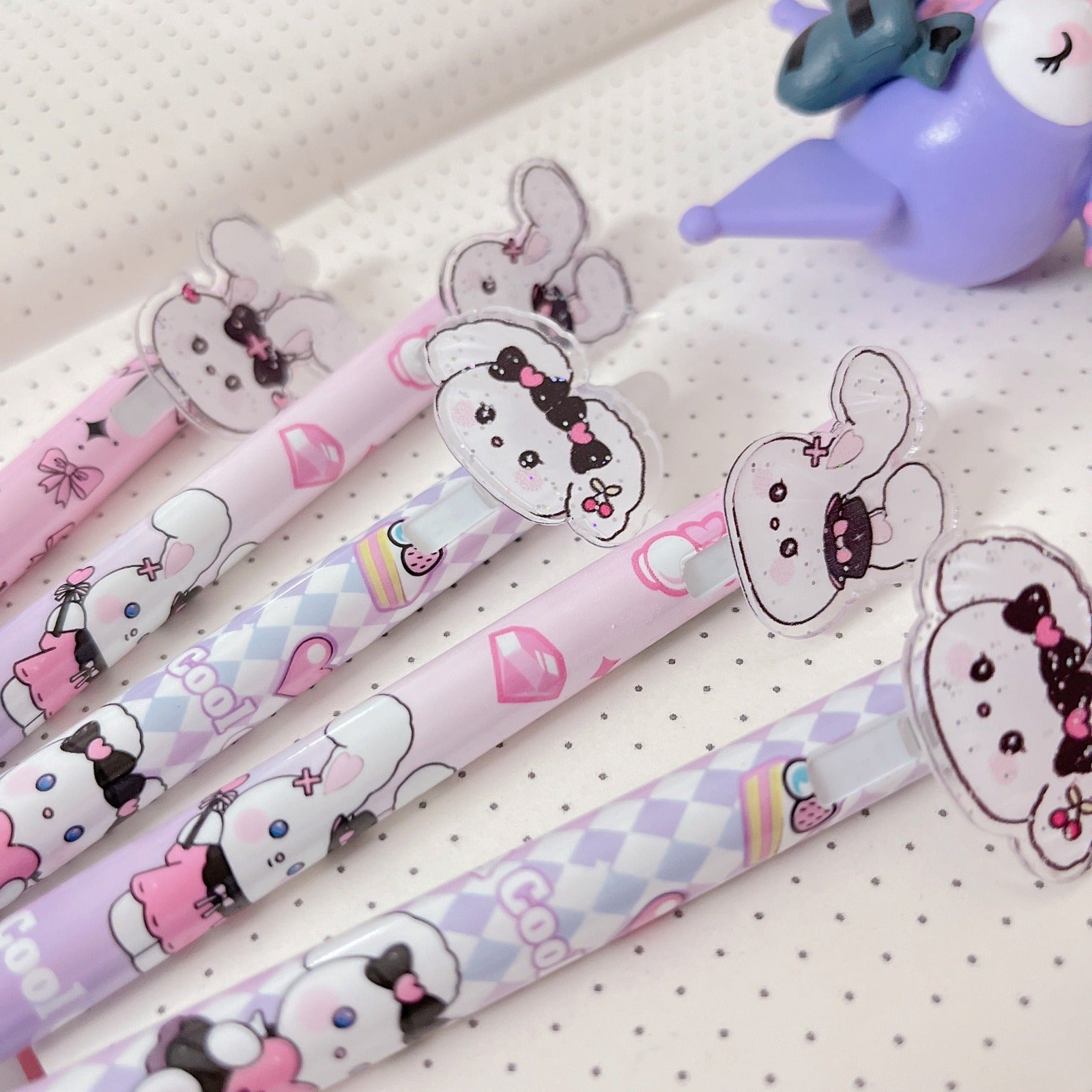 Black Bow Bunny Kawaii Gel Pen -Tinyminymo