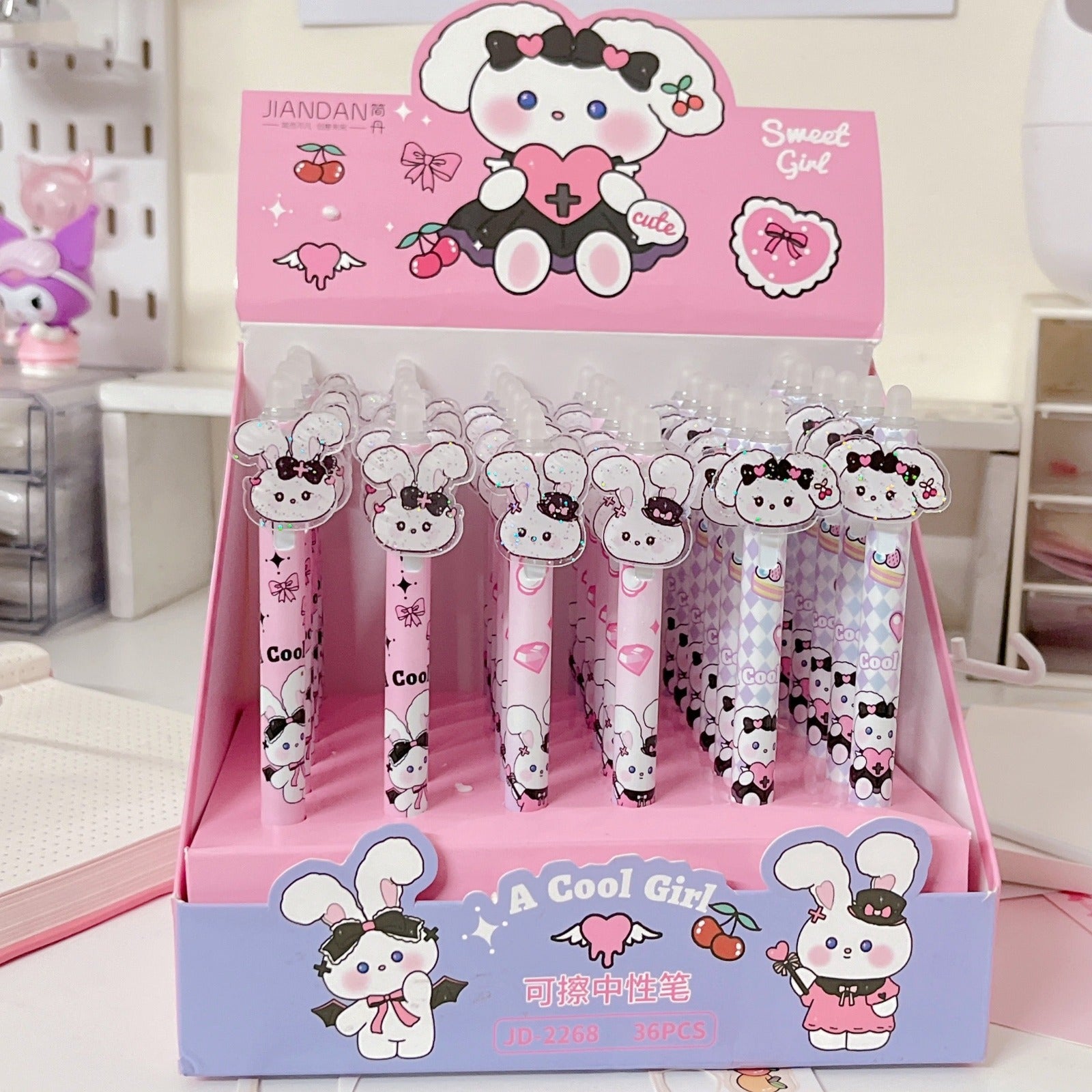 Black Bow Bunny Kawaii Gel Pen -Tinyminymo