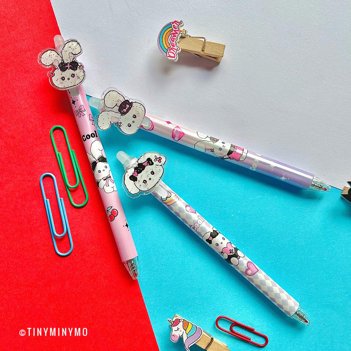 Black Bow Bunny Kawaii Gel Pen -Tinyminymo
