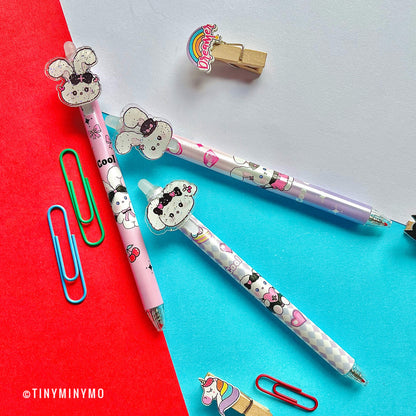 Black Bow Bunny Kawaii Gel Pen -Tinyminymo