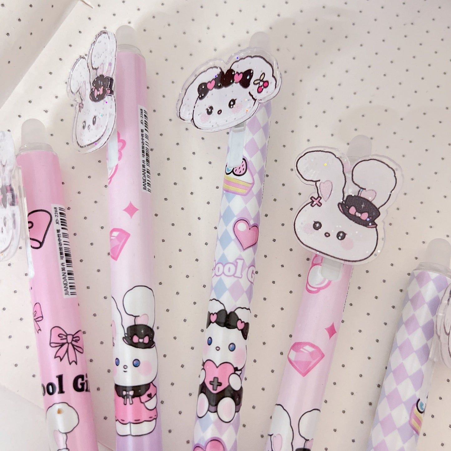 Black Bow Bunny Kawaii Gel Pen -Tinyminymo