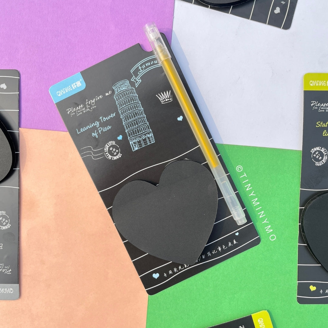 Black Stickies With Fluorescent Pens - Tinyminymo