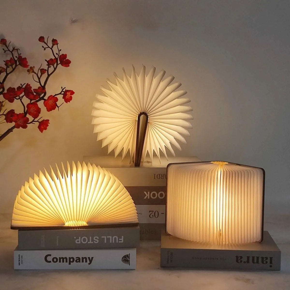 Book LED Lamp – Wooden Foldable Book Light with Warm Glow, USB ...