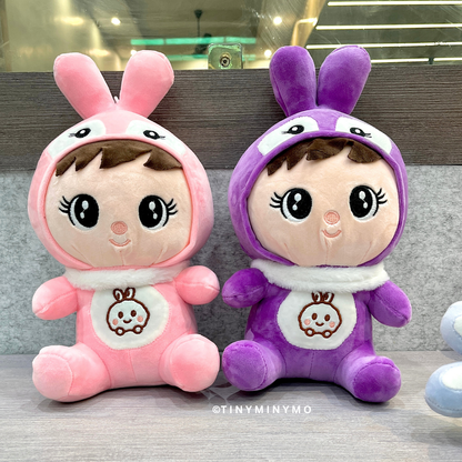 Pink and Purple of Bunny Cosplay Little Girl Soft Toy in Medium Size - Tinyminymo