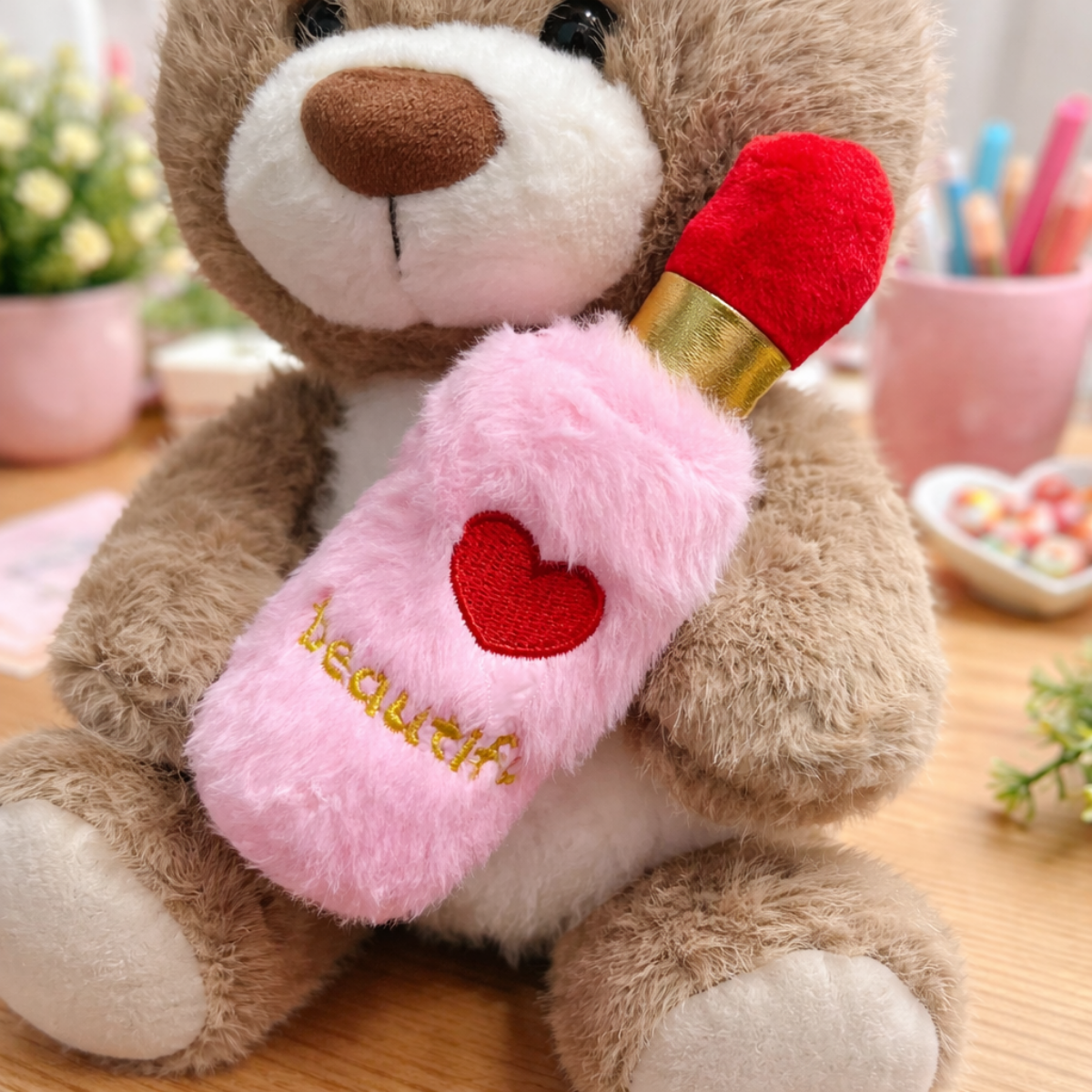 Bear with Lipstick Soft Toy - Tinyminymo