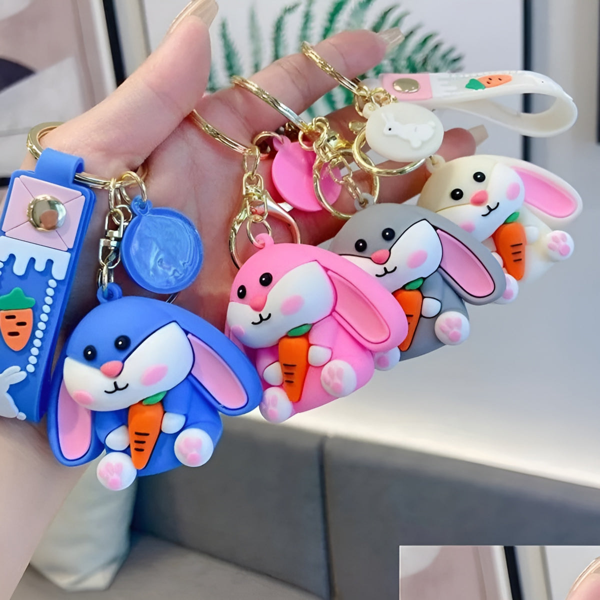 Buy Cute Bunny With Carrot 3D Keychain Online | Tinyminymo