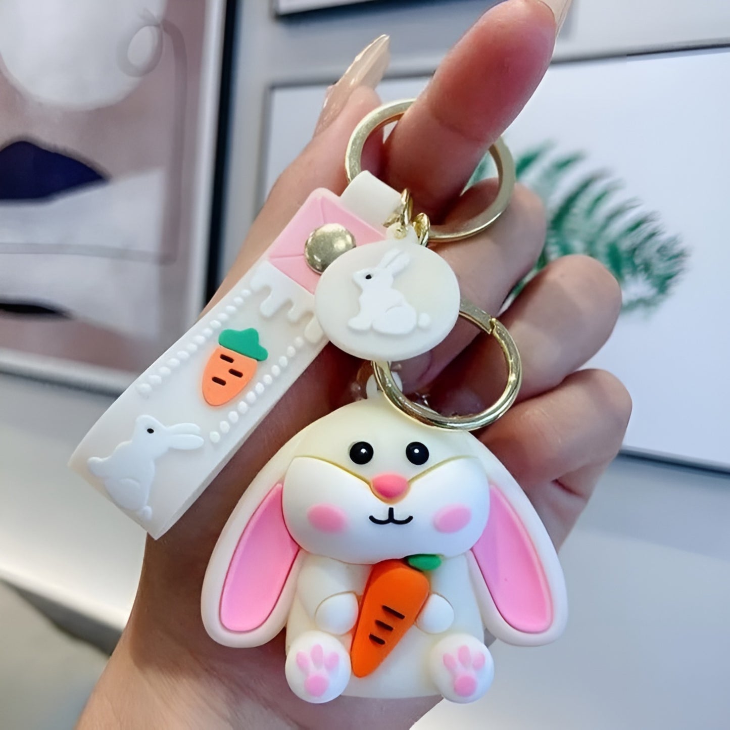 Bunny with Carrot 3D Keychain - Tinyminymo