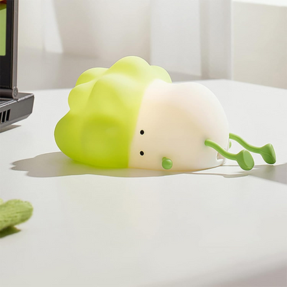 Cabbage Silicone Night Light Lying on the Desk with Lights Off - Tinyminymo