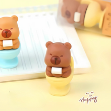Load image into Gallery viewer, Two Capybara Eraser with toilet paper on a light surface - Tinyminymo
