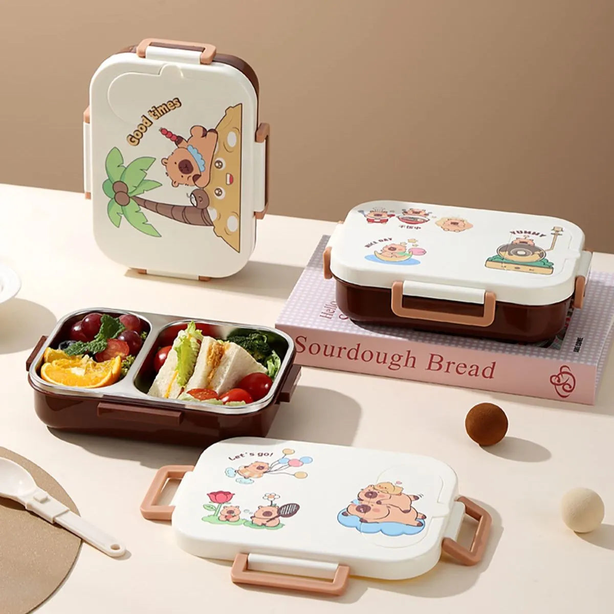 Capybara Lunch Boxes with 2 Compartments - Tinyminymo