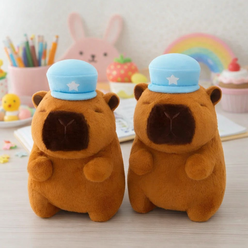 Capybara Plush Toy wearing Blue Cap - Tinyminymo