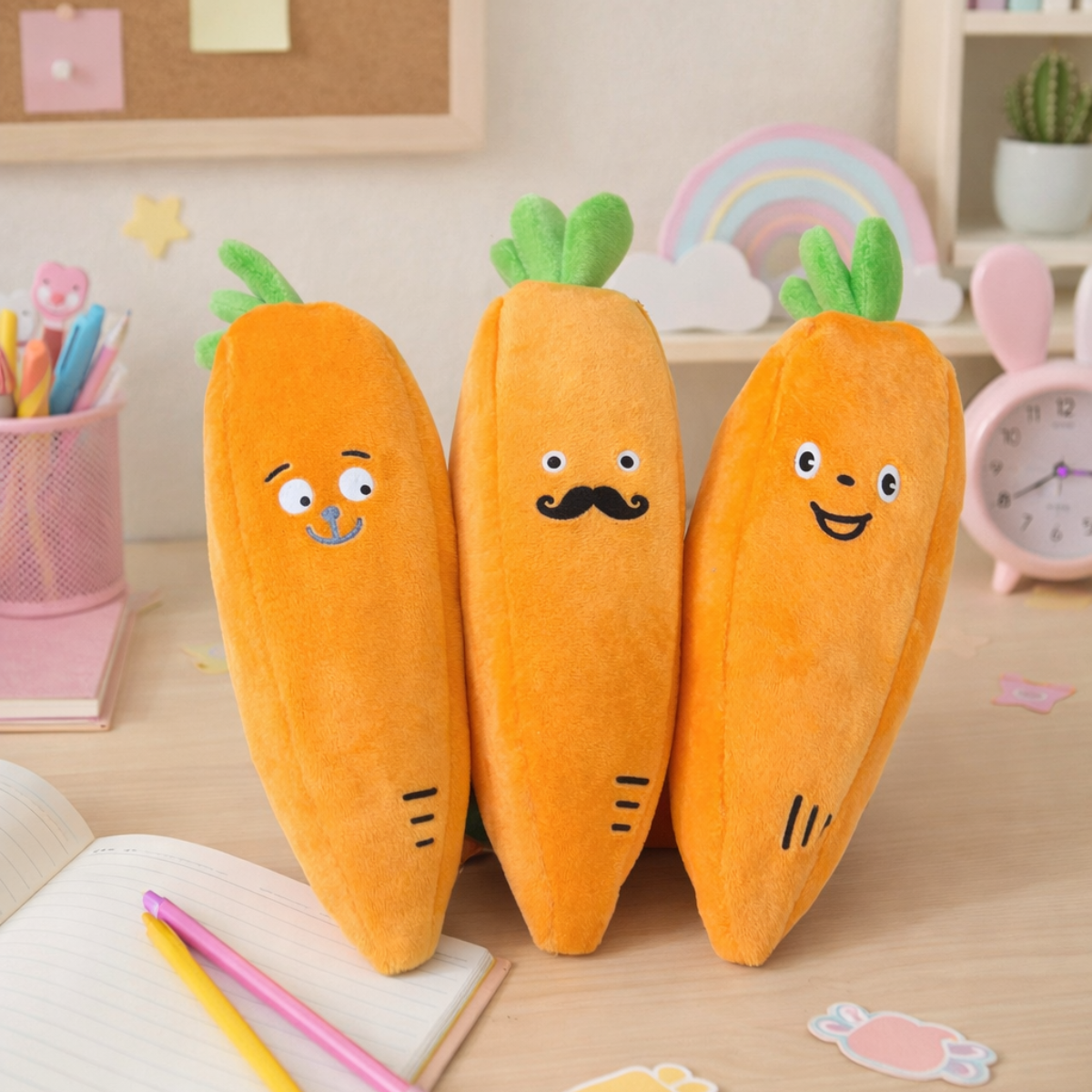Three Expressions of Carrot Zipper Pouches - Tinyminymo 